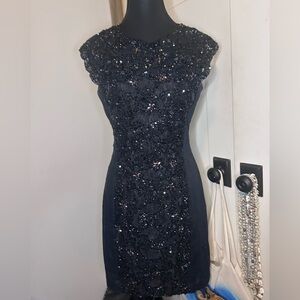 French Connection Beaded Black Dress 1920s Wedding Formal Prom